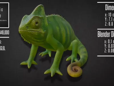 Realistic Chameleon Model 3D model