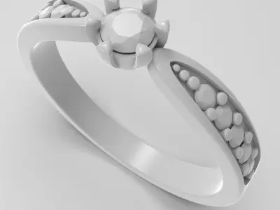Engagement ring with gems 3D print model