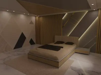 Modern Bedroom Model Game and Animation Ready 3D model