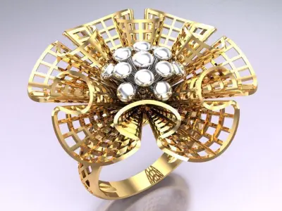  Mesh flower ring - Italian rings - Womens Rings - N6434 3D print model