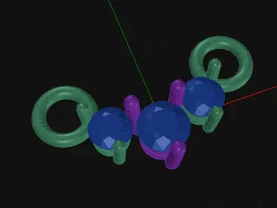 Trio Diamond Necklace Gold Zircon Prong 3 Stone Pendant 3D print model