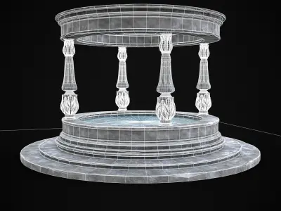 Pavilion Floral Water Fountain Low-poly 3D model