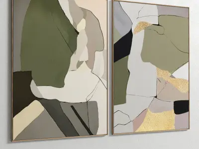 Plaster Two Photo Frame E-52 Low-poly 3D model