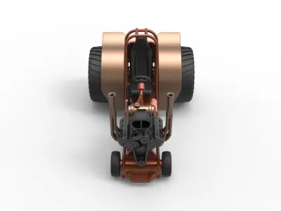 Mini Rod pulling tractor 2 Scale 1 to 25 3D print model