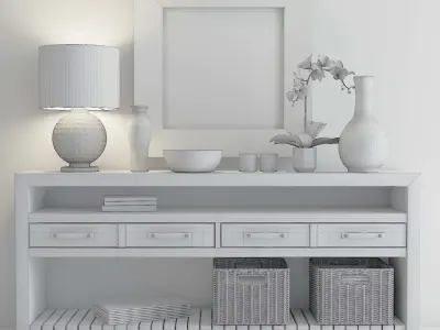 Roslyn Country Table with Decorative Accessories set 3D model