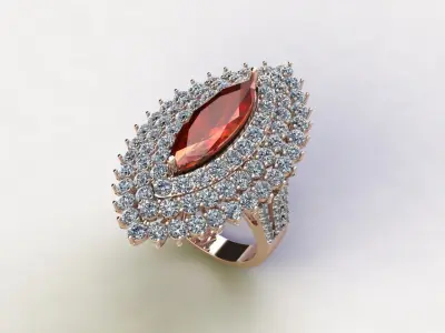 R222 natural gem ring new design 3D model