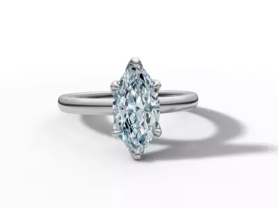 1ct Marquise Solitaire Engagement Ring Tulip Head 6 Claw 3D print model