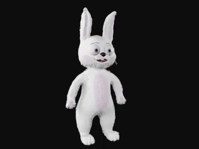 Low Poly Cartoon 3D Rabbit with Stylized Hair and Textures Low-poly 3D model