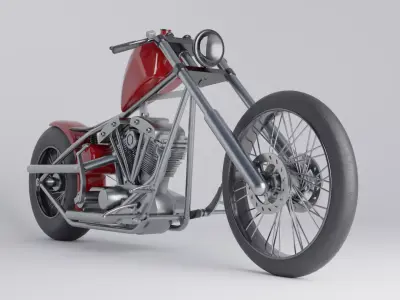Rigged Cruiser motorbike 3D model