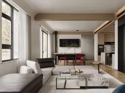 Modern living room dining room interior scenes 375 3D model