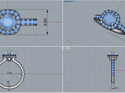 engagement ring model 825 3D print model