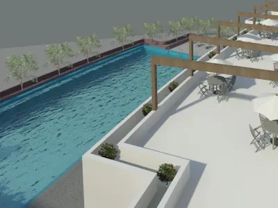 hotel building with car 3D model