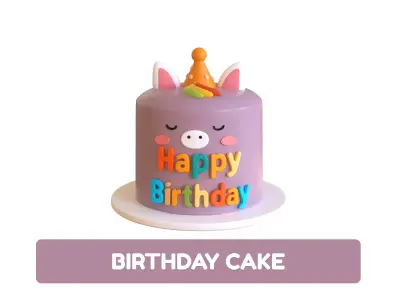 Low-Poly Birthday Cake 08 Low-poly 3D model