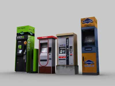 Ticket Machin Pack Low-poly 3D model