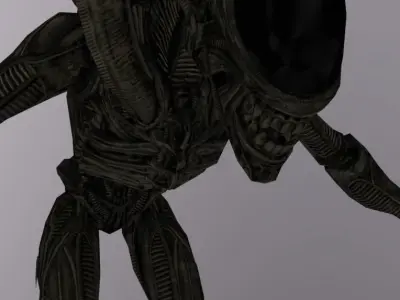 Alien Biped Drone Rigged Low-poly 3D model