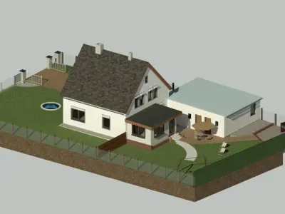 Deutsches Einfamilienhaus mit Garten single-family house German 3D model