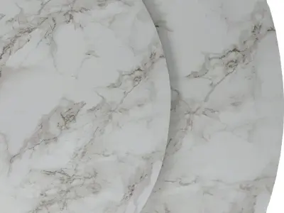 Luxury Marble Round Table with White Leather and Gold bottom Free 3D model