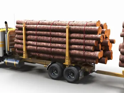 Peterbilt 362 logger truck Low-poly 3D model