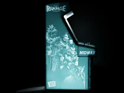 Rampage World Tour Arcade Cabinet with Lithophane 3D print model