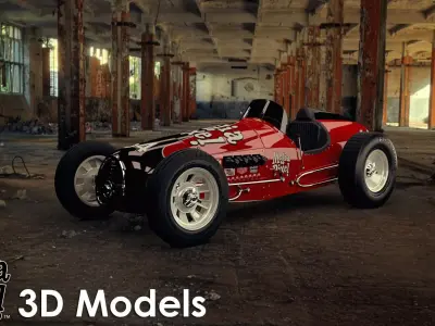 Vintage Sprint Car 3D Model by Media Pixel 3D model