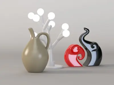 Ornamental Ceramic Elephant Light Sculpture Jug Jar Artwork 3D model