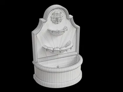 Mission Style Outdoor Fountain With Led Lights Low-poly 3D model