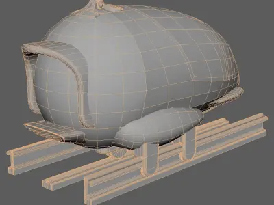 Futuristic Sci-Fi Hyperloop Vehicle-Shuttle-Car-Transportation Low-poly 3D model