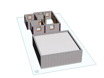 Modern compact house design AutoCAD design 3D print model