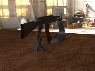 Russian AKM Assault Rifle 3D Model  Low-poly 3D model