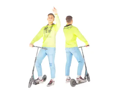Young man on a skooter 27 Low-poly 3D model