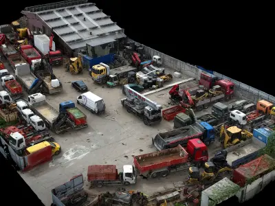construction-site vehicles machinery terrain scan Low-poly 3D model