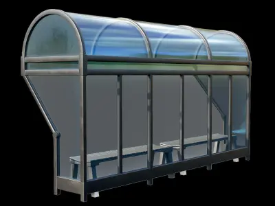 Game Ready Bus Stop 15 Low-poly 3D model