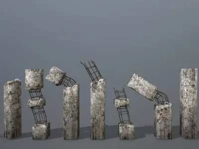 old concrete pole Low-poly 3D model