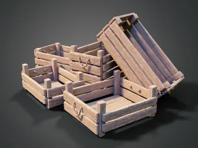 Medieval boxes Free low-poly 3D model