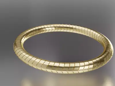 Gold Snake Tube Bracelet Low-poly 3D model