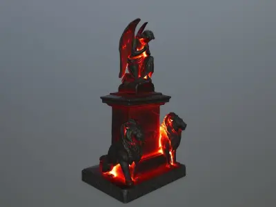 statue 4 with flames Low-poly 3D model