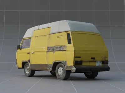Yellow car  Low-poly 3D model