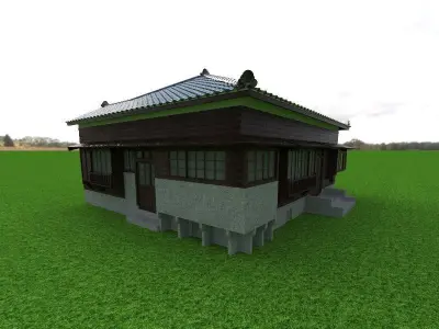 Traditional Japanese House wood design 3D print model