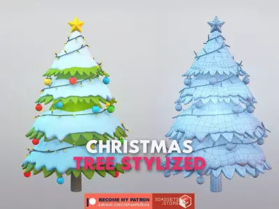 Environment - Christmas Tree Stylized Low-poly 3D model