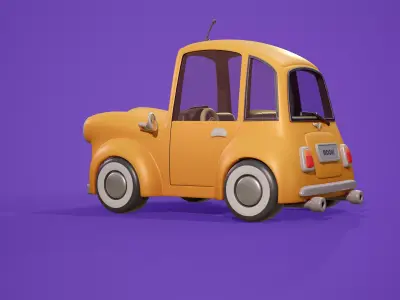 Mochi - Cute Yellow Cartoon Car - Low Poly Game Ready Vehicle Low-poly 3D model