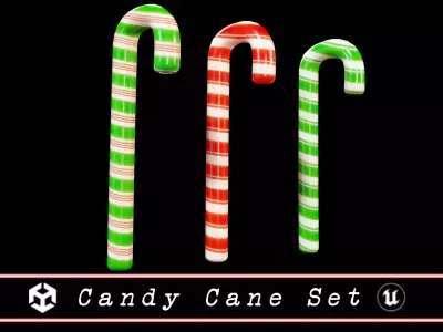 Candy Cane Set Low-poly 3D model