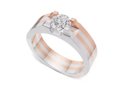 Mens Two-Tone Solitaire Wedding Ring  3D print model