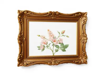 Vintage Ornate Frame with Floral Art Model Pack Low-poly 3D model