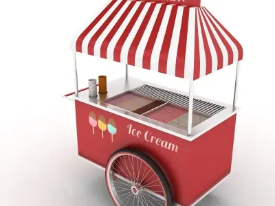 Ice cream and Hot dog Cart 3D model