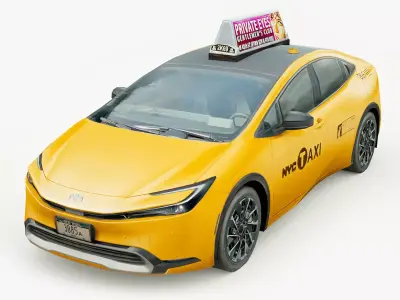 Toyota Prius Prime 2023 taxi Low-poly 3D model