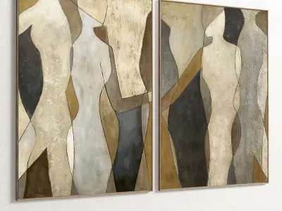 Plaster Two Photo Frame 213 Low-poly 3D model