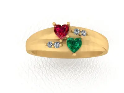 Ring 2 Hearts Free 3D print model