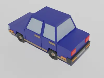 Low poly Cartoon car Low-poly 3D model