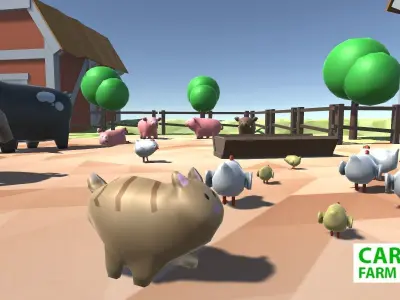 Cartoon Farm Animals Low-poly 3D model