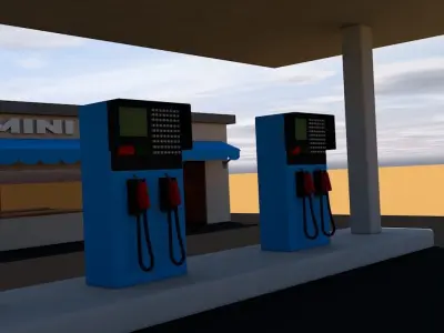 low-poly petrol gas station Low-poly 3D model